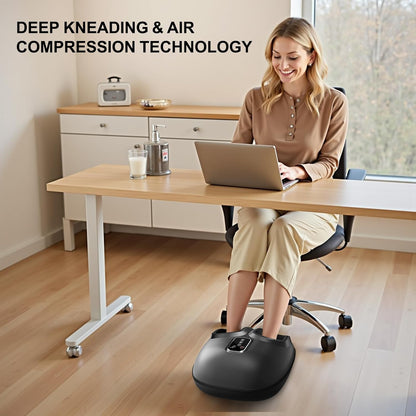 Shiatsu Foot Massager with Heat and Air Compression - Kneading Foot Relief Machine for Plantar Comfort, Washable Cover, Ideal Gift for Home and Office Use