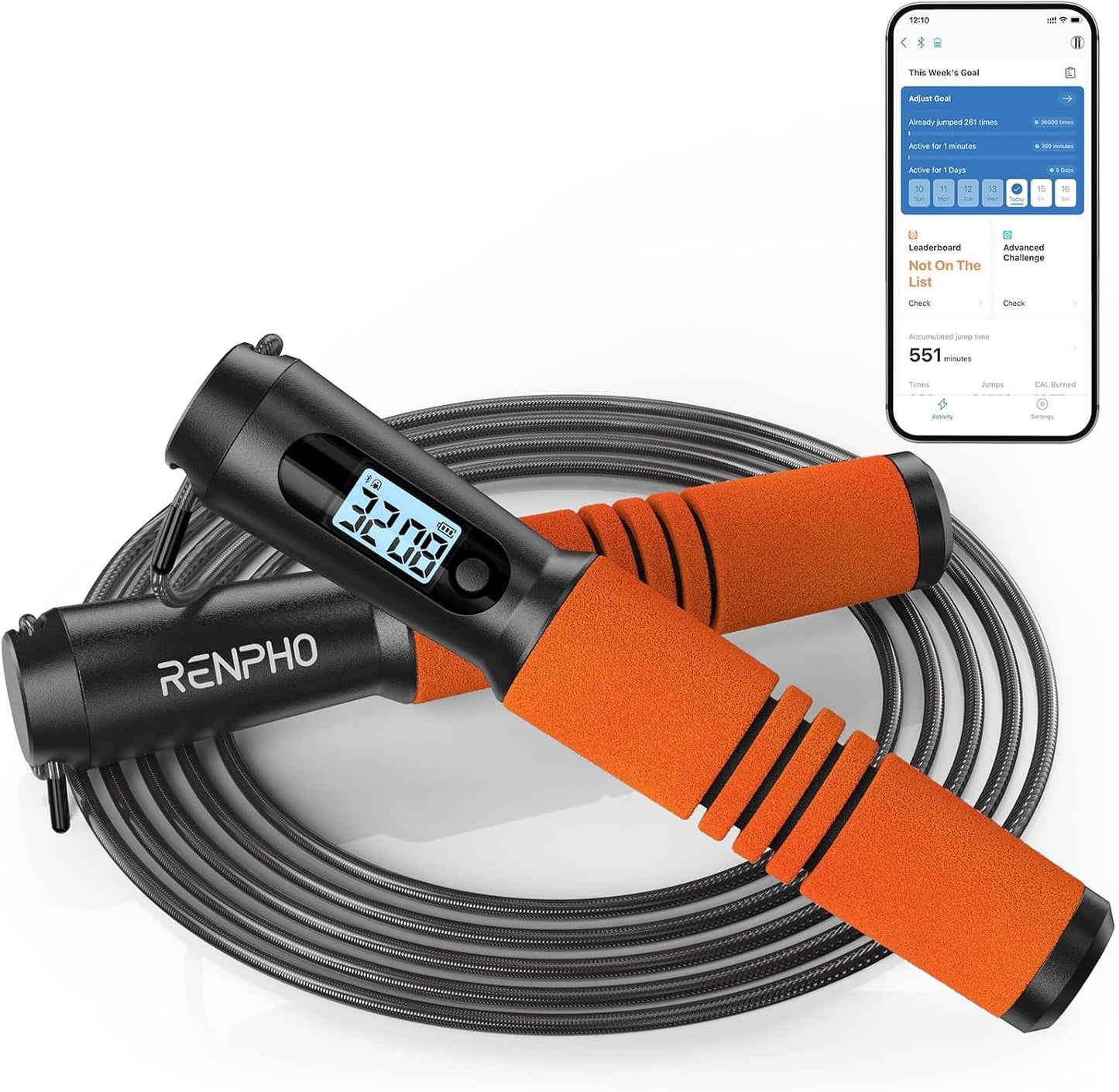 Smart Jump Rope - APP Data Storage & Tracking & Analysis, Tangle-Free Jumping Rope for Men, Women, Skipping Rope with Counter, Adjustable Workout Jump Ropes for Crossfit, Gym, MMA
