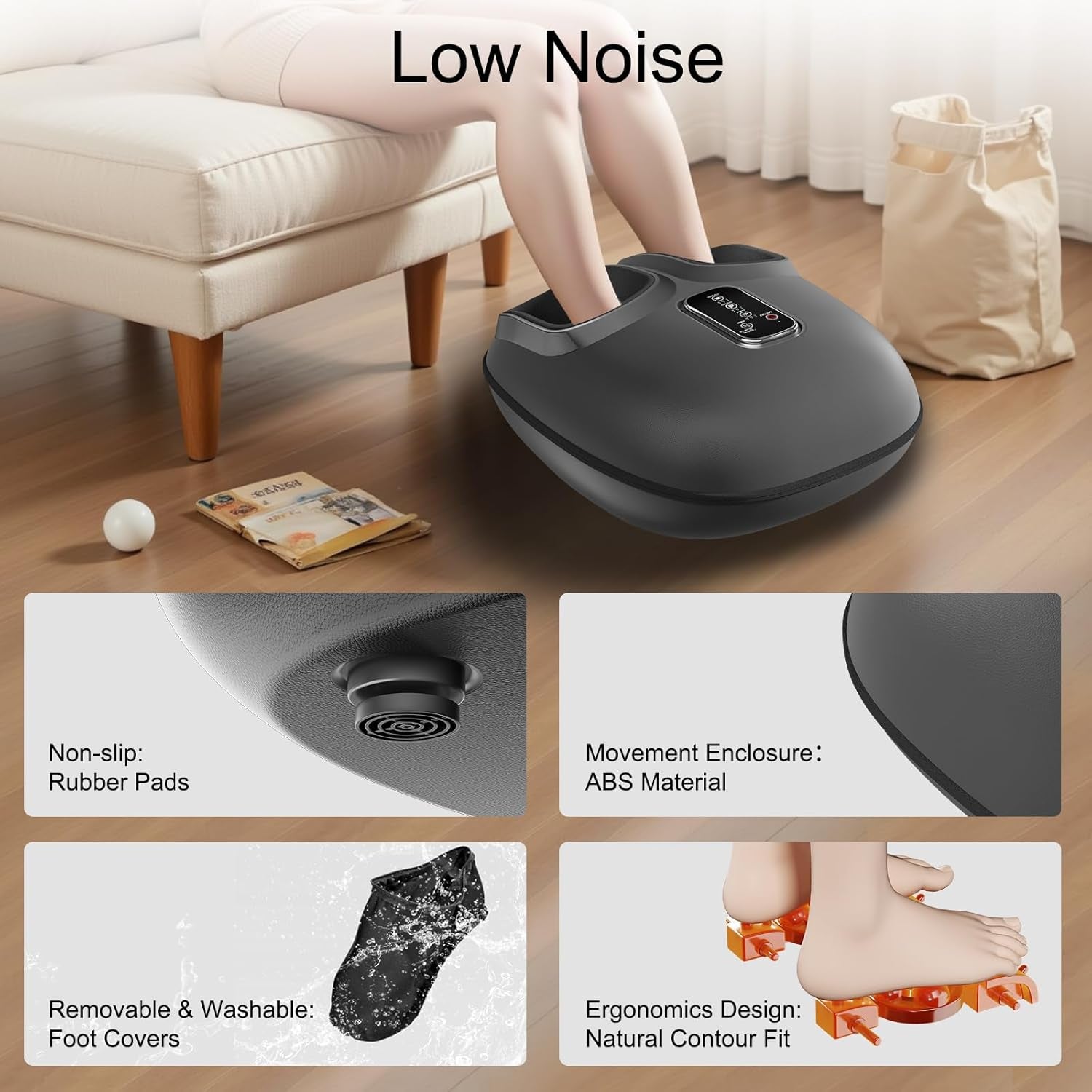 Shiatsu Foot Massager with Heat and Air Compression - Kneading Foot Relief Machine for Plantar Comfort, Washable Cover, Ideal Gift for Home and Office Use