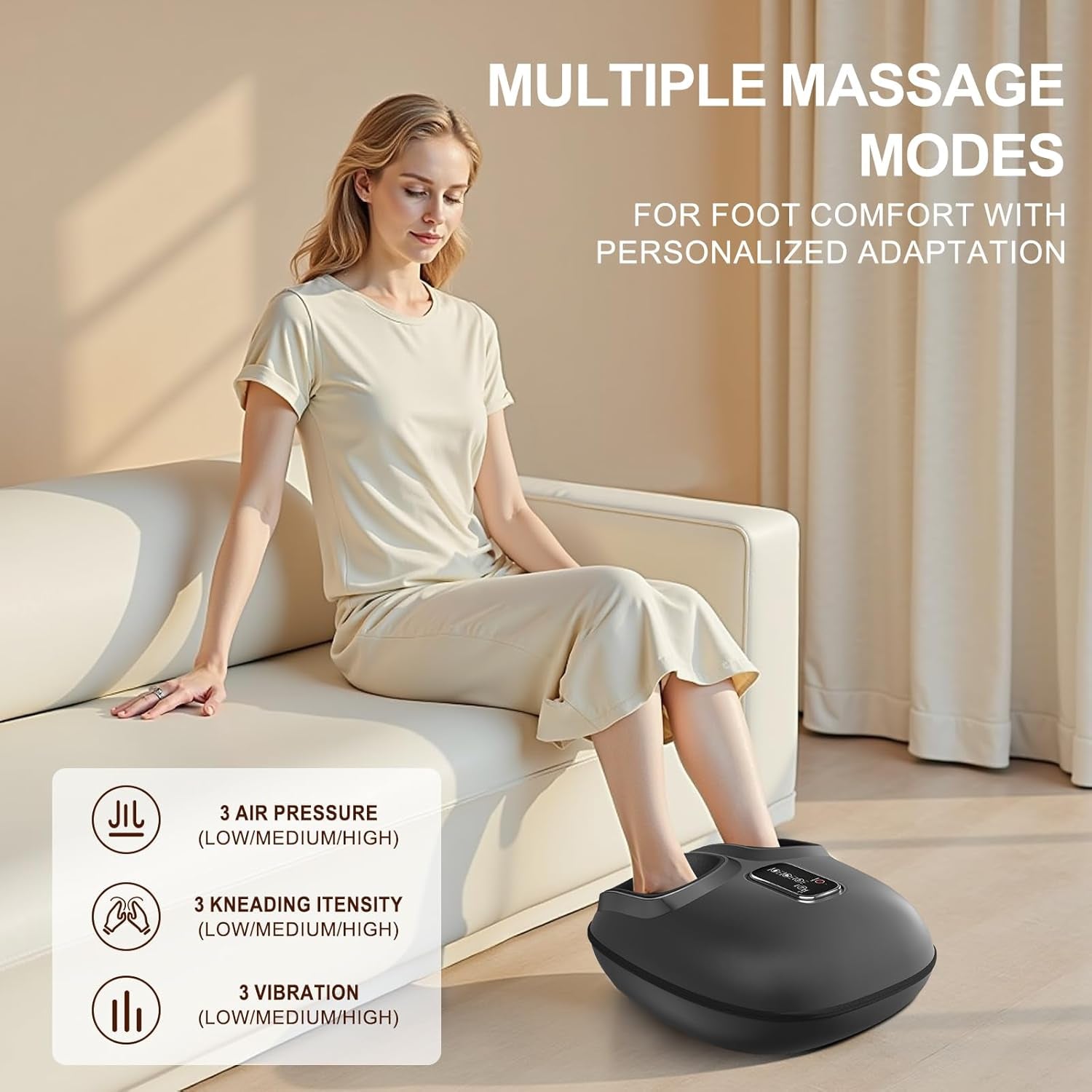 Shiatsu Foot Massager with Heat and Air Compression - Kneading Foot Relief Machine for Plantar Comfort, Washable Cover, Ideal Gift for Home and Office Use